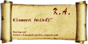 Klement Anikó névjegykártya