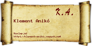 Klement Anikó névjegykártya